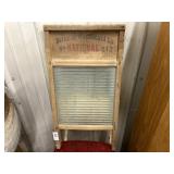 Antique national washboard, glass and wood
