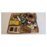 Lot of castors, toys, and razors