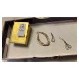 Sterling silver 6 inch bracelet and earrings