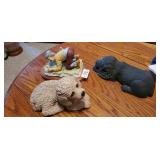 2 dogs, and glass golf figurine