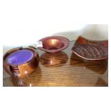 Wooden coasters & ceramic dish & glass bowl - lot