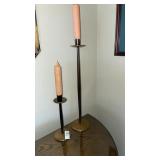 Large candle holders- brass colored - largest is