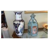 Peacock Themed Vase and Vintage Decorative Candle