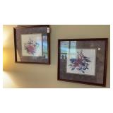 Framed art work - signed - 17 x 16 inches - lot