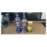 2 bottles, and olives