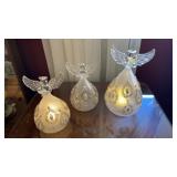 Lighted glass angels /tallest is 7 inches h - lot