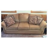 Tan Couch W Decorative Pillows