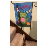 Frog welcome, flag and sports pride golf club