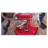 Red kitchen aid mixer.