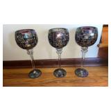 Glass candle holders- with mosaic tile  14 inches