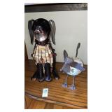 Metal dog cork holder & dog candle holder - lot