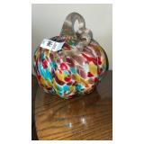 Hand blown Glass pumpkin - 8 inches h
