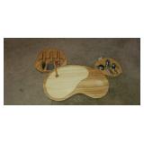Wooden golf cheese and wine platter. Maroon
