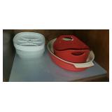 Baking dishes, measuring cup, and food storage