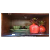 2 faux plant holders, and serving dish