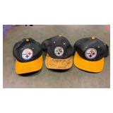 Lot of 3 Autographed Pittsburgh Steelers Hats