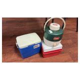 3 Small Coolers and Drink Dispenser