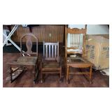 3 Wooden Rocking Chairs