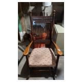 Vintage Wooden Padded Rocking Chair