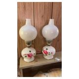 Set of Floral Gone With The Wind Hurricane Lamps
