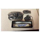 Barnes & Tucker Pewter Belt Buckle, Keychain,
