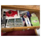 Drawer lot - card holder, foldable fan & variety
