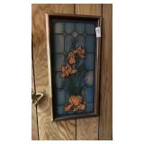 Vintage Peach Iris Stained Glass Wall Decor