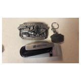 Barnes & Tucker Pewter Belt Buckle, Keychain, and