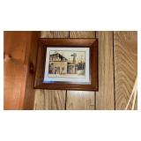 2 Small Farm Prints and Wooden Wishing Well Decor