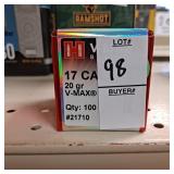 Hornady V-max bullets  17 cal,20 gr (100) new in
