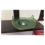 Green Glass Depression Serving Tray