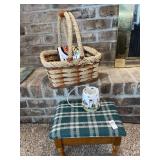 Basket, footstool & variety