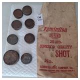 Vintage Remington no 8 shot bag. Eley Percussion