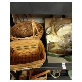 Shelf unit of misc. Candle holders, baskets,cd