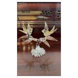 Vintage Mini Spun Glass Bird Chipped