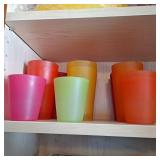 Plastic glasses  two soup mugs
