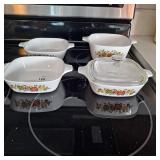 4 CorningWare baking dishes, 3 1 3/4 cup,one 2