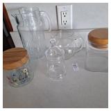 Two Glass Pitcher, candy dishes other Glass items