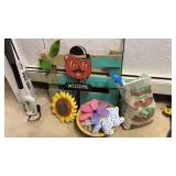 Welcome pumpkin and other yard decor