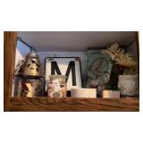 Shelf Lot of Candles and Decor
