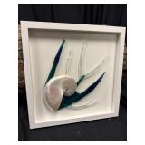 Glass fusion coastal artwork, 13 inches by 13