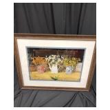 Flowers in watering cans print, 32 inches by 25
