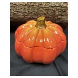 Pumpkin serving bowl with lid, donated by Chris