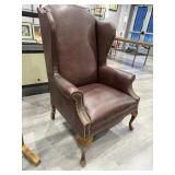 Wing back leather chair