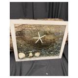 Glass fusion coastal artwork, 15.5 inches by 12.5