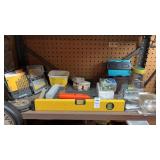2 Shelves of Assorted Hardware, Drill Bits, Wire