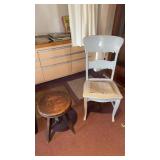 Vintage Wooden Stool (broken) and light Blue