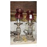 Victorian-style ruby glass electric boudoir table