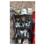 Lot of Spray Paints and Plastic Shelving