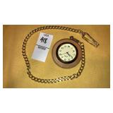 Wooden case quartz pocket watch